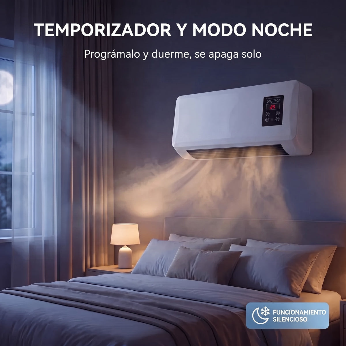 Frostly en un dormitorio de noche, con temporizador y funcionamiento silencioso